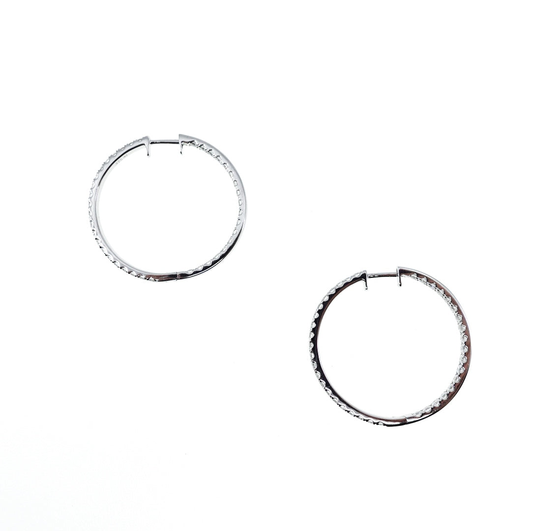 New York Pavé Diamond Hoop Earrings 9K - Yun Boutique