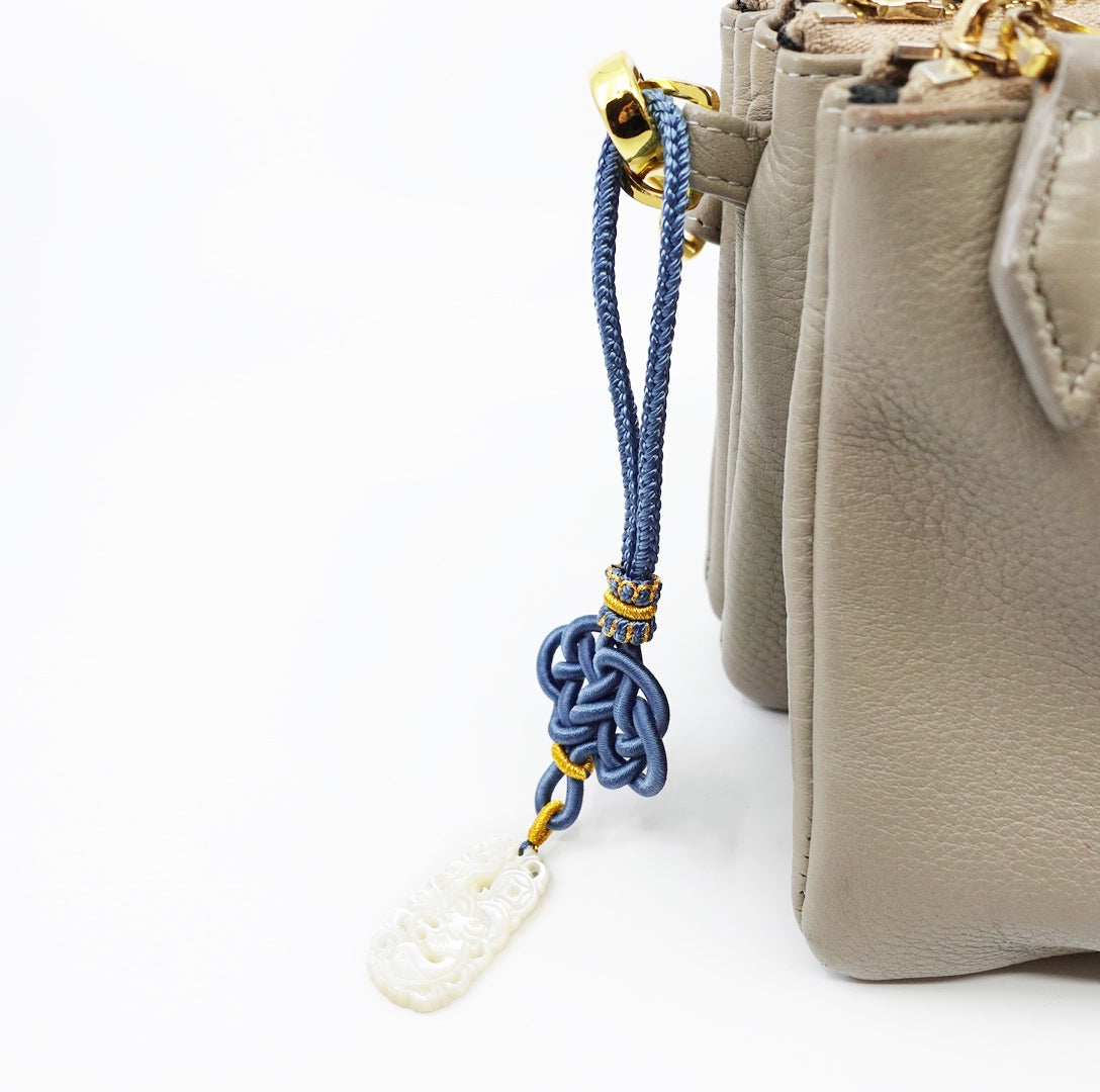 White Shell Auspicious Dragon Bag Accessory - Yun Boutique