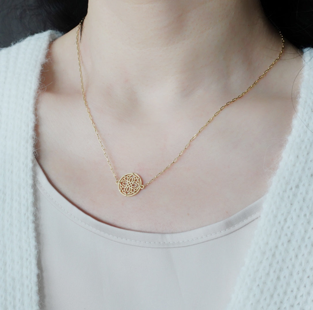 Auspicious Origin Small Floating Pendant Necklace Gold - Yun Boutique