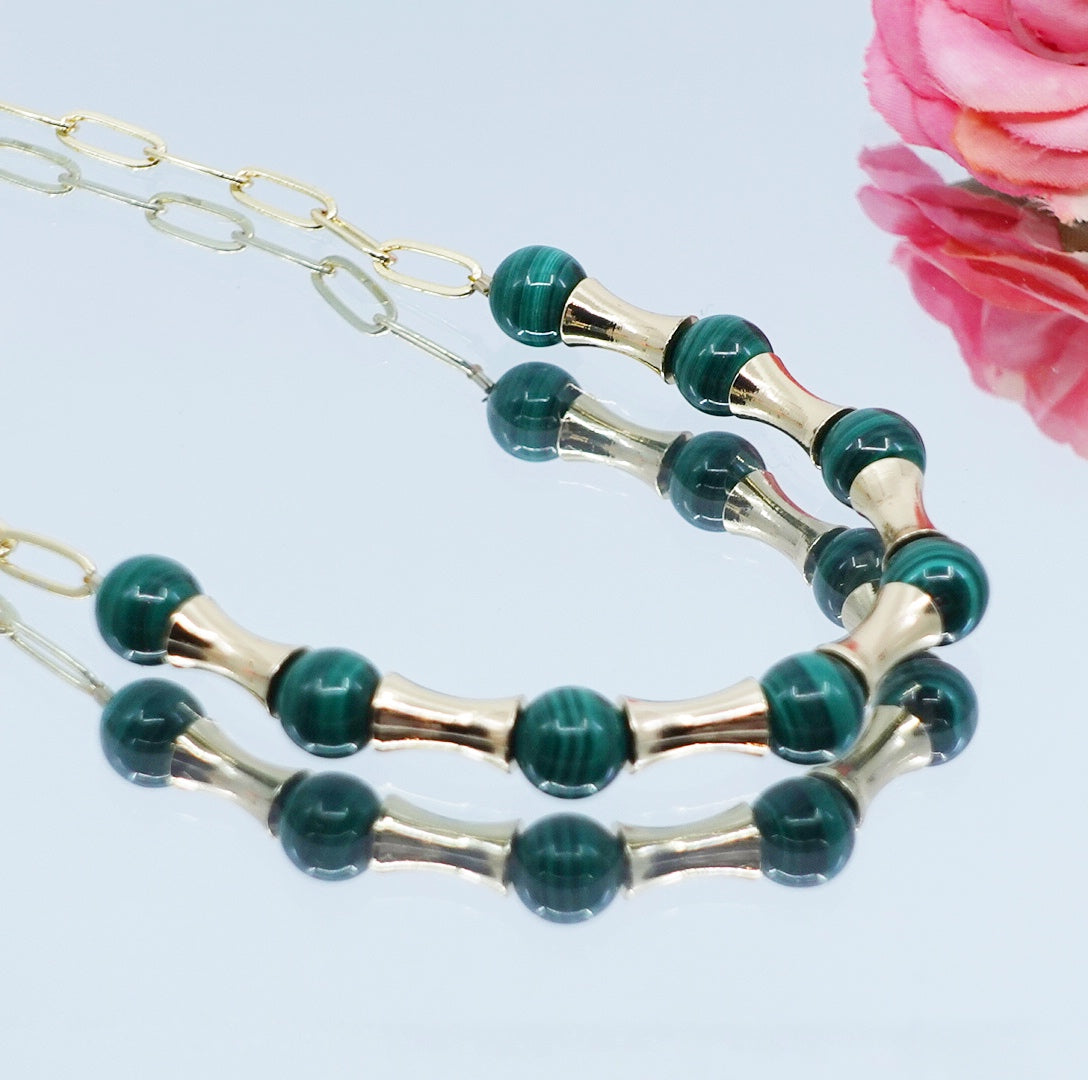 Yun Boutique Elf Forest Malachite Necklace Gold