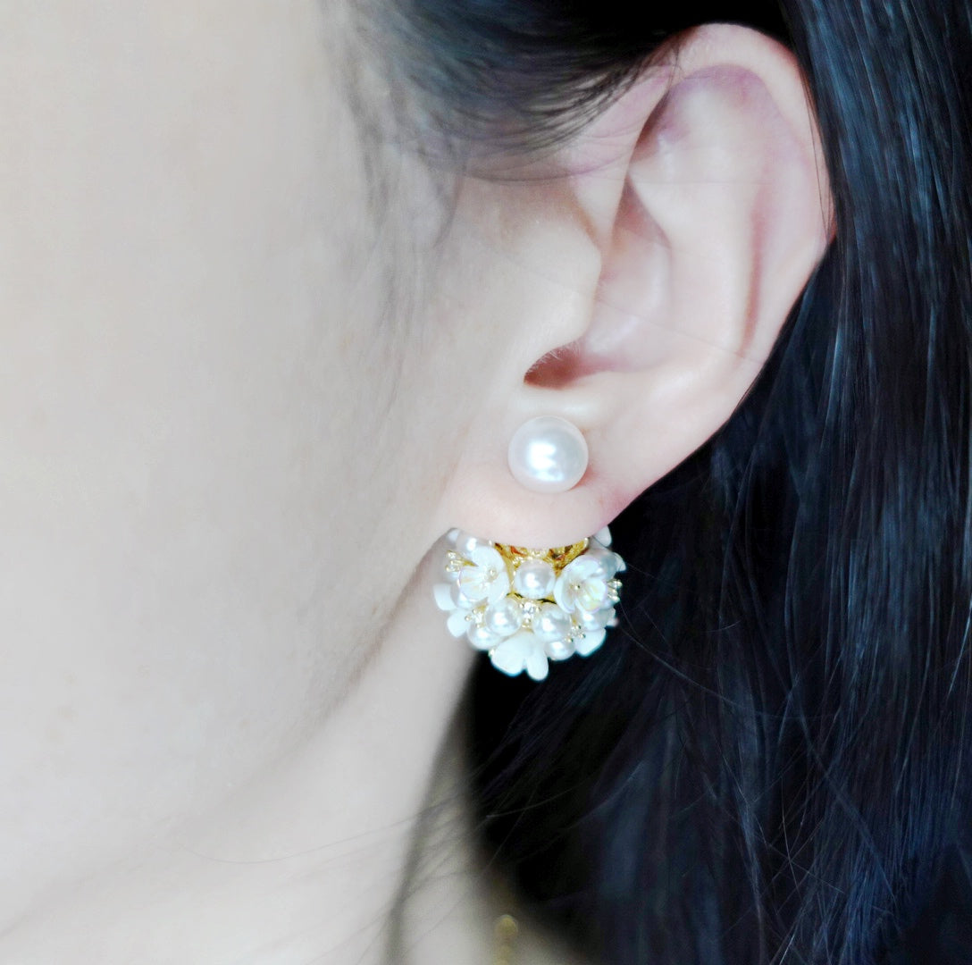 Flower Bouquet Pearl Stud Earrings