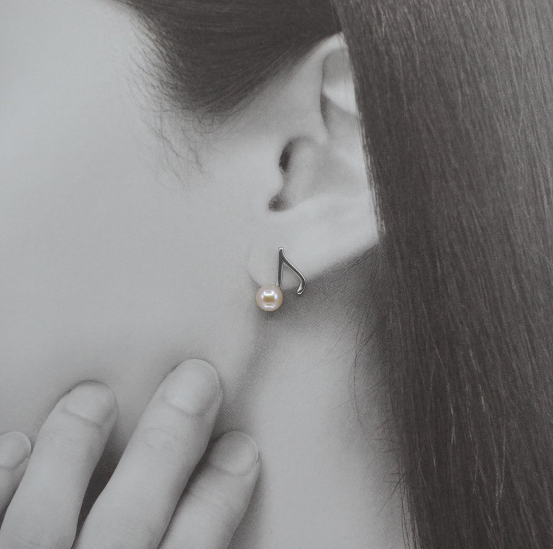 Asymmetrical Musical Notes Stud Earrings Silver - Yun Boutique