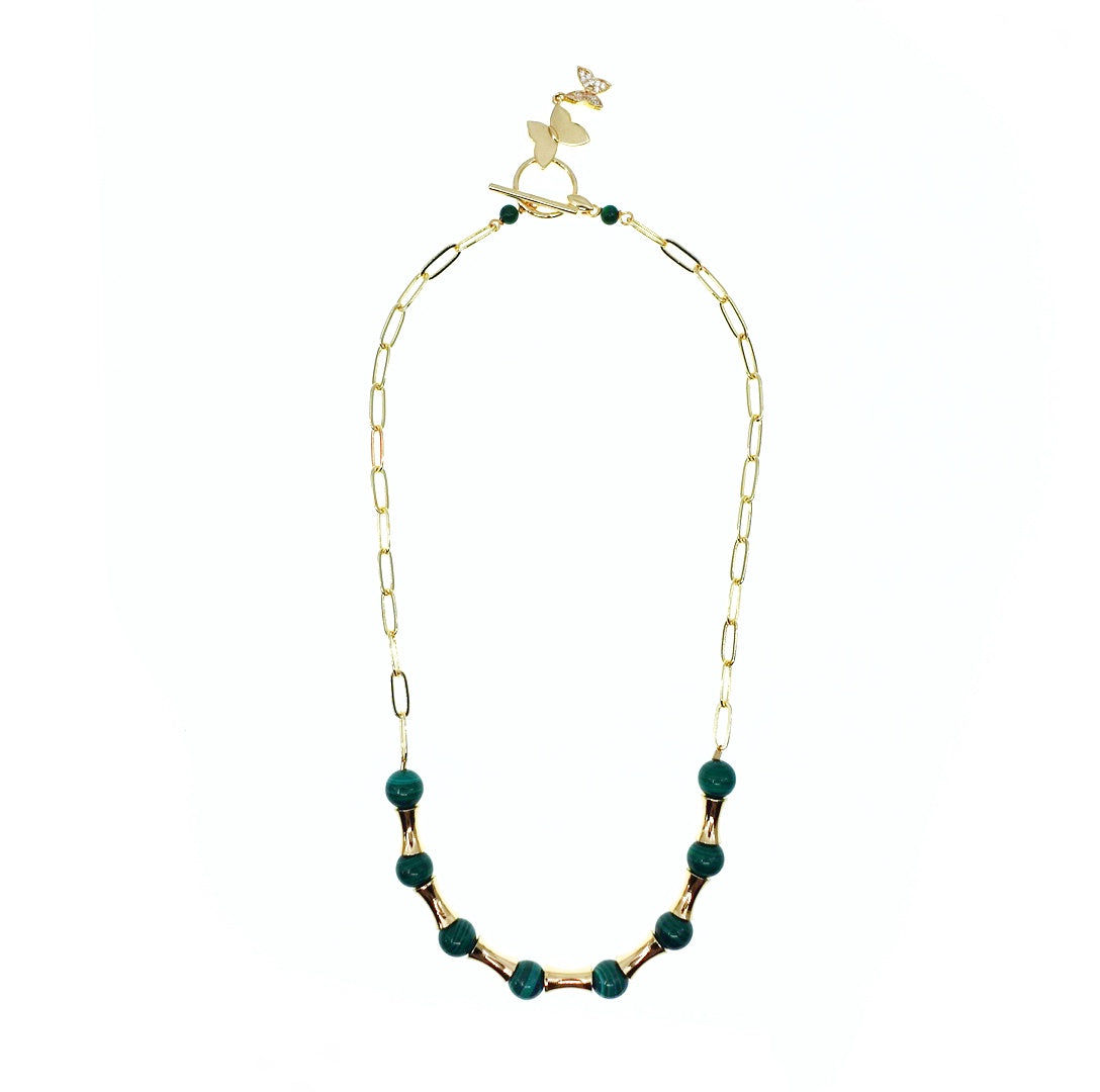 Yun Boutique Elf Forest Malachite Necklace Gold