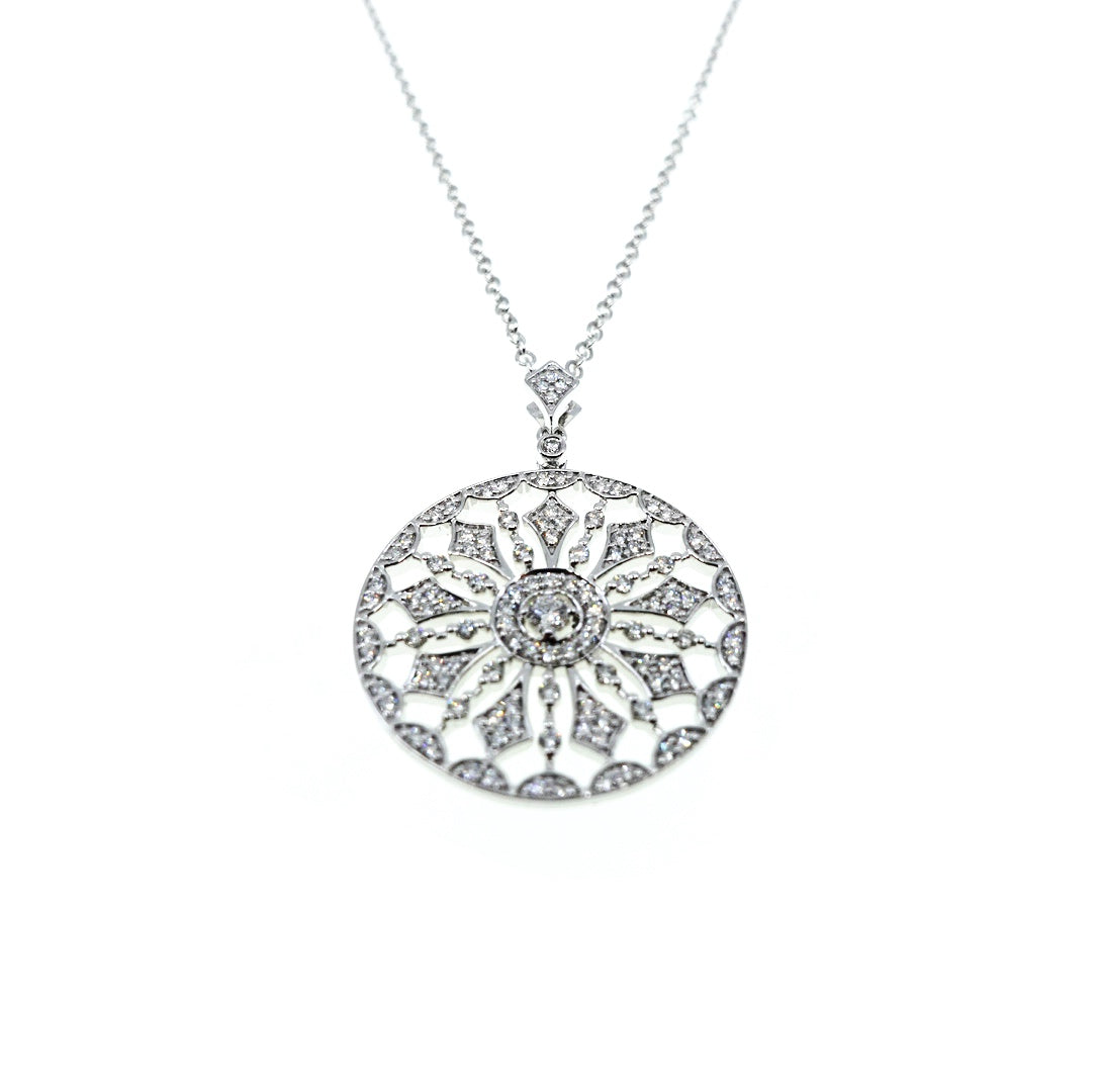 Pavé Mandala Diamond Pendant 9K