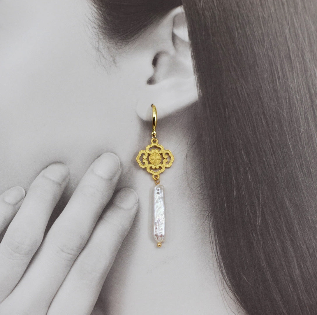 Baroque Pearl Ruyi Earrings - Yun Boutique