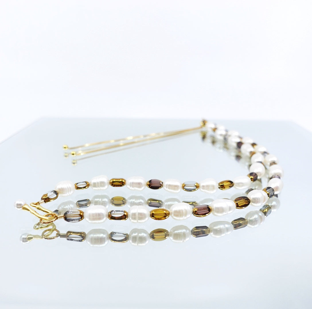 Radiant Glass and Pearl Necklace