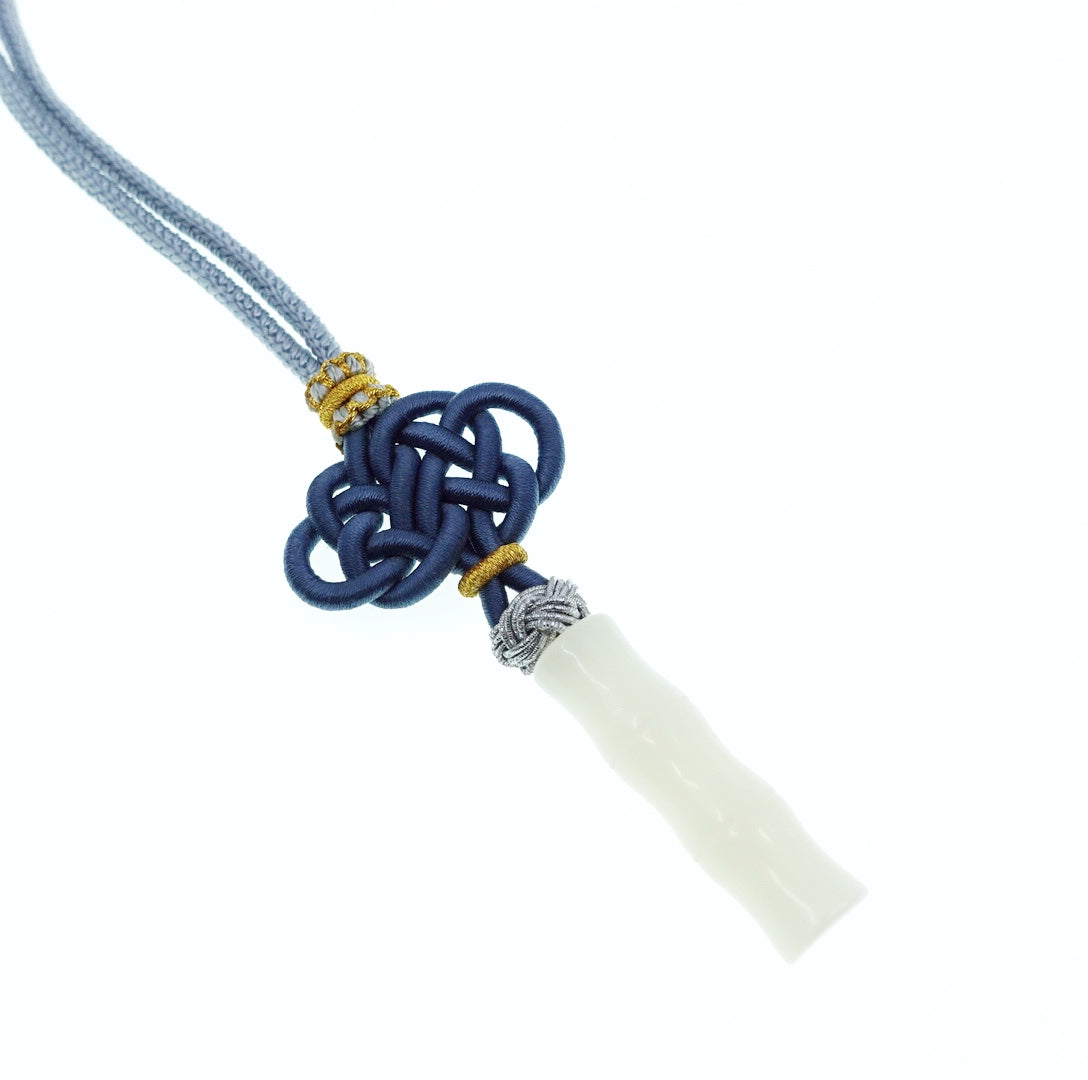 White Jade Bamboo Pendant Necklace with Auspicious Chinese Knot - Yun Boutique