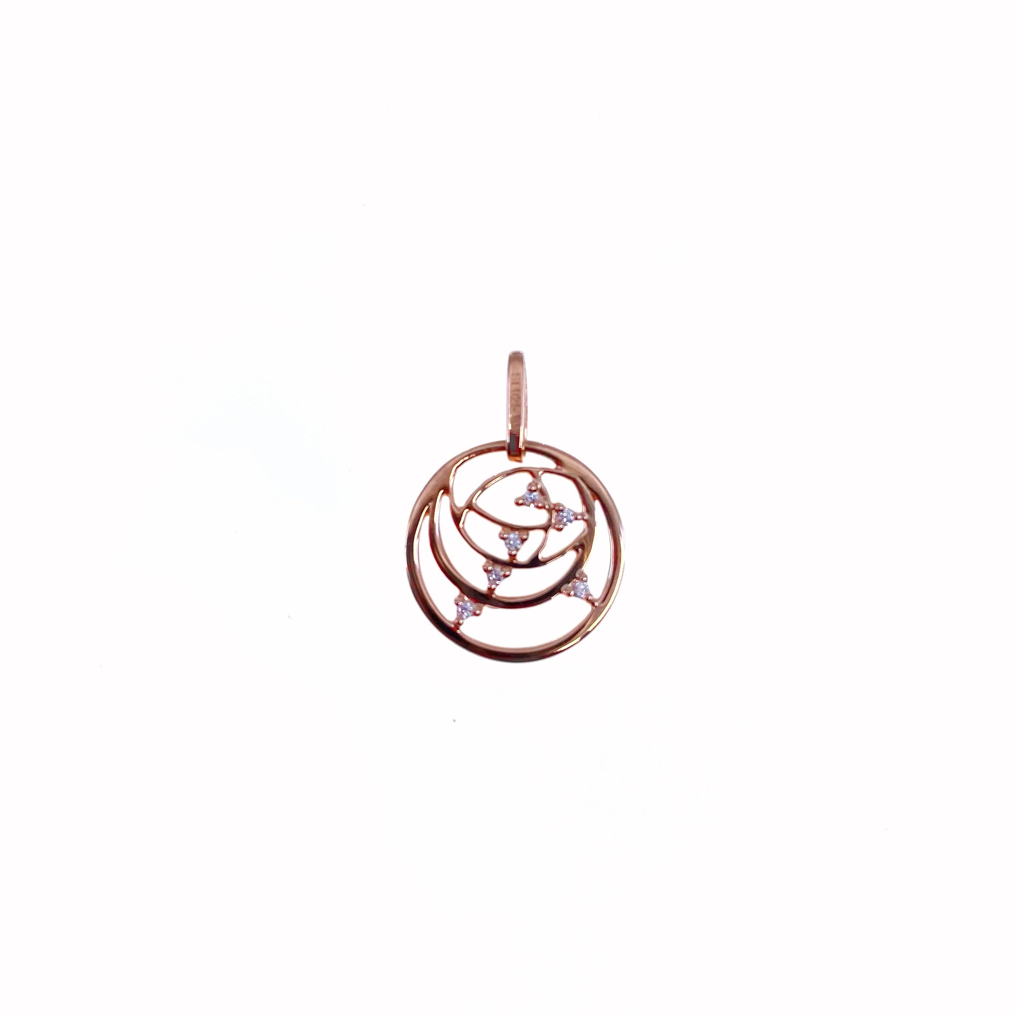 Star Orbit Diamond Coin Pendant Rose Gold Vermeil