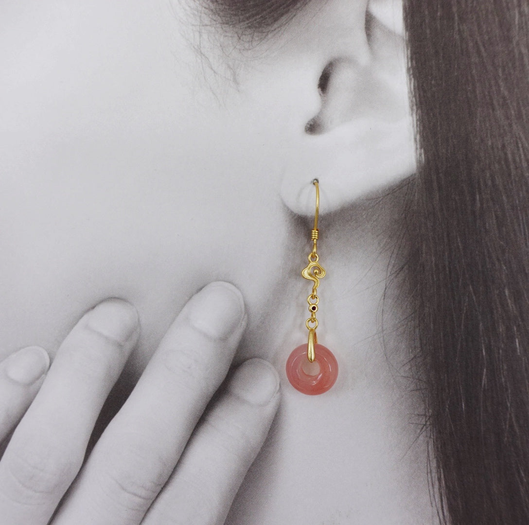 Pink Agate Donut Earrings - Yun Boutique