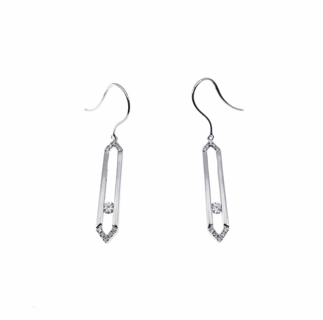 New York Floating Diamond Earrings Silver