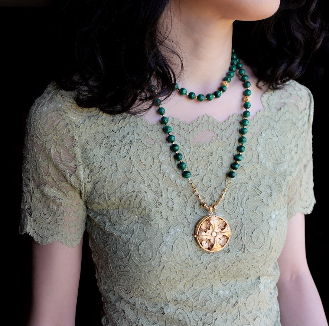 Return to Origin Multi-Style Malachite Beaded Necklace with Pendant Double-Layer Modeling - Yun Boutique