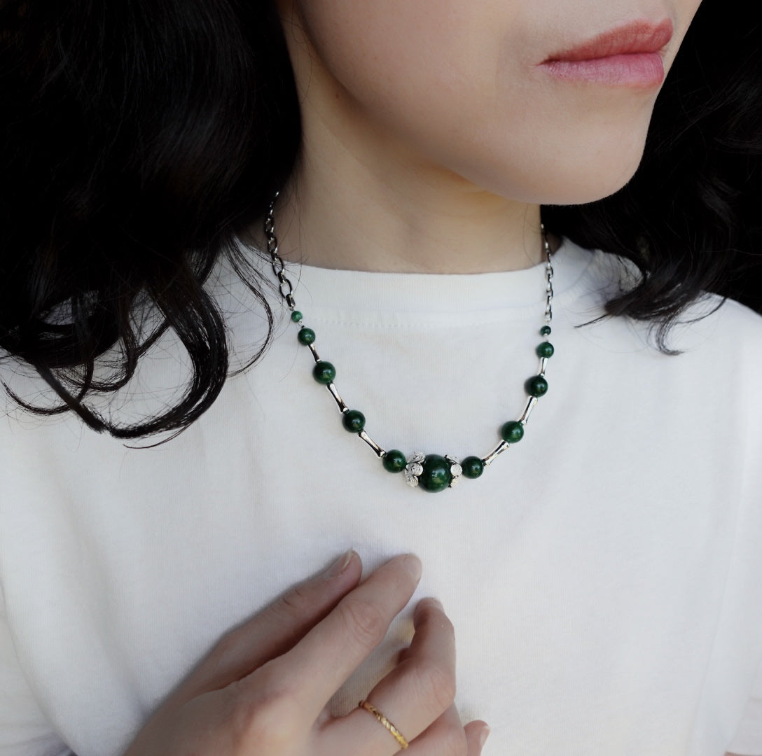 Yun Boutique Elf Forest Jadeite Statement Necklace