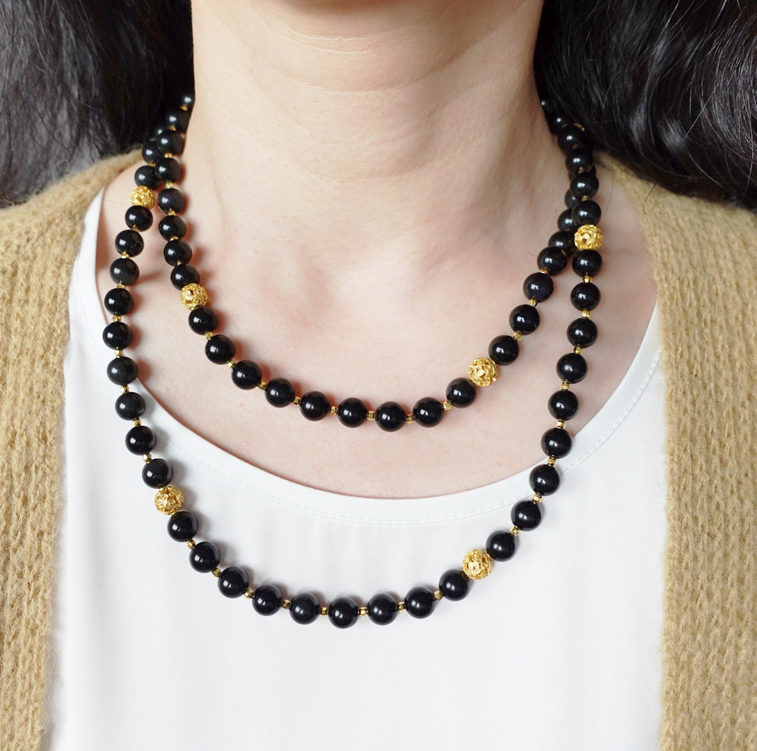 Return to Origin Multi-style Obsidian Beaded Necklace Double-Layer Modeling - Yun Boutique