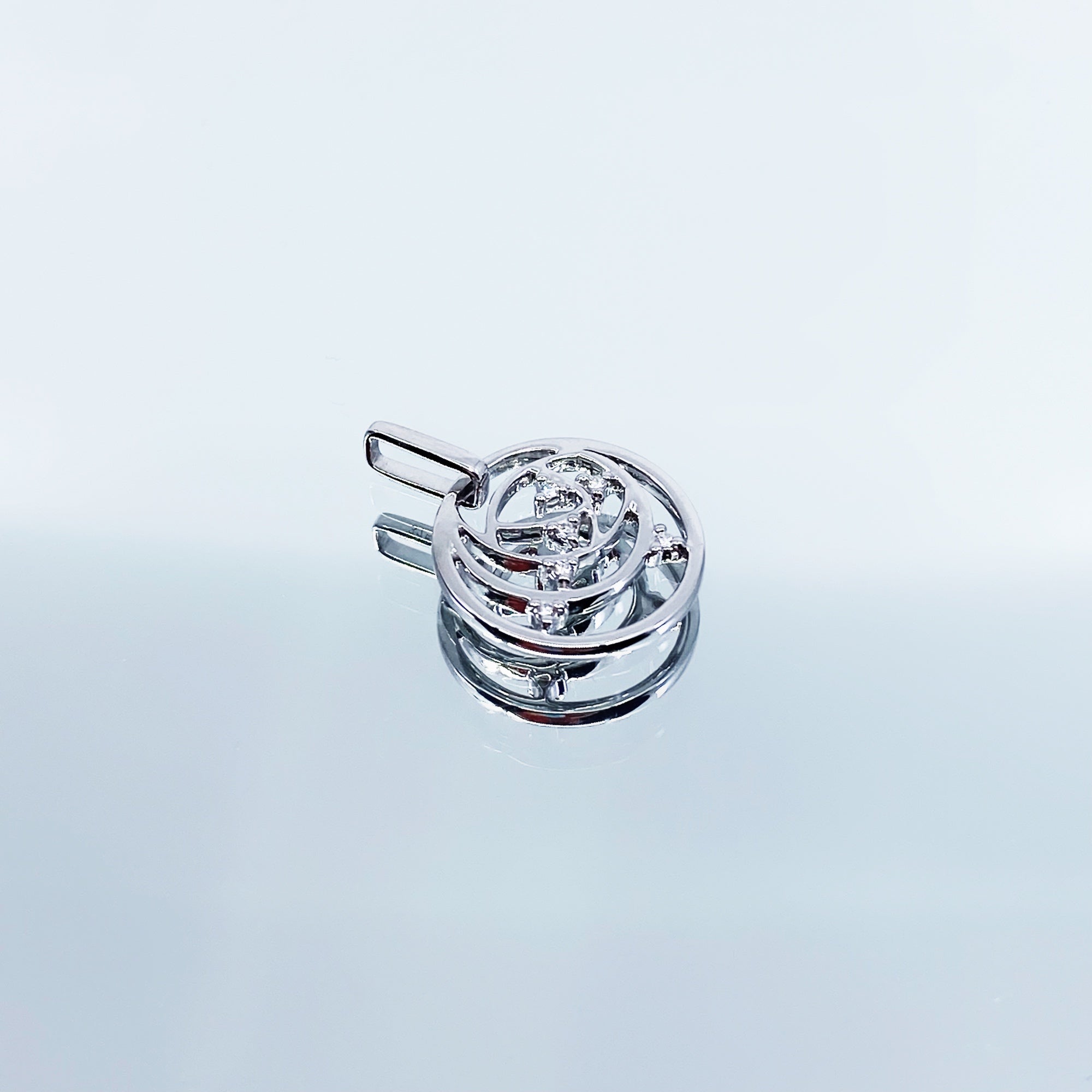 Star Orbit Diamond Coin Pendant 9K