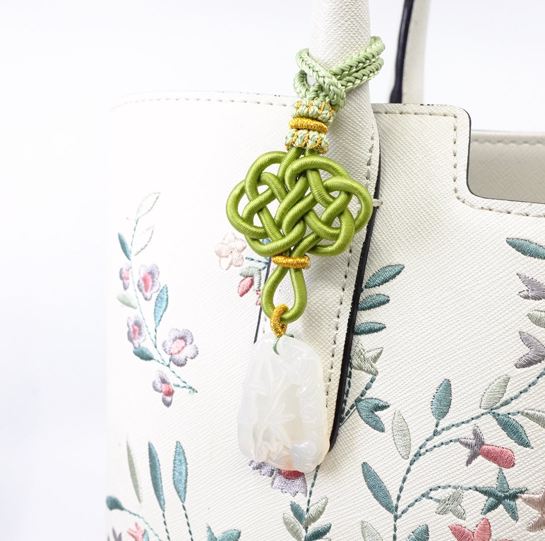 White Jade Bamboo Bag Accessory - Yun Boutique