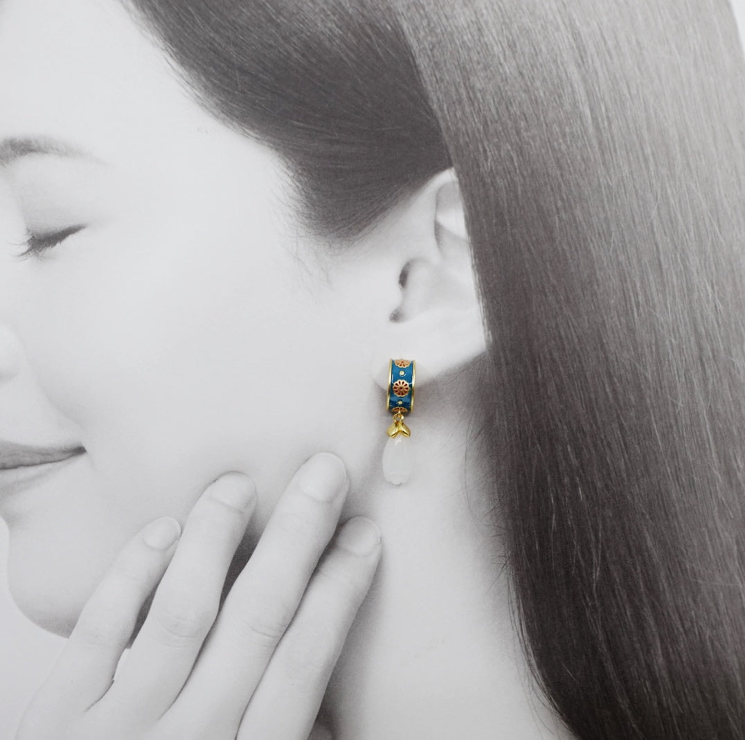 White Jade Enamel Earrings - Yun Boutique