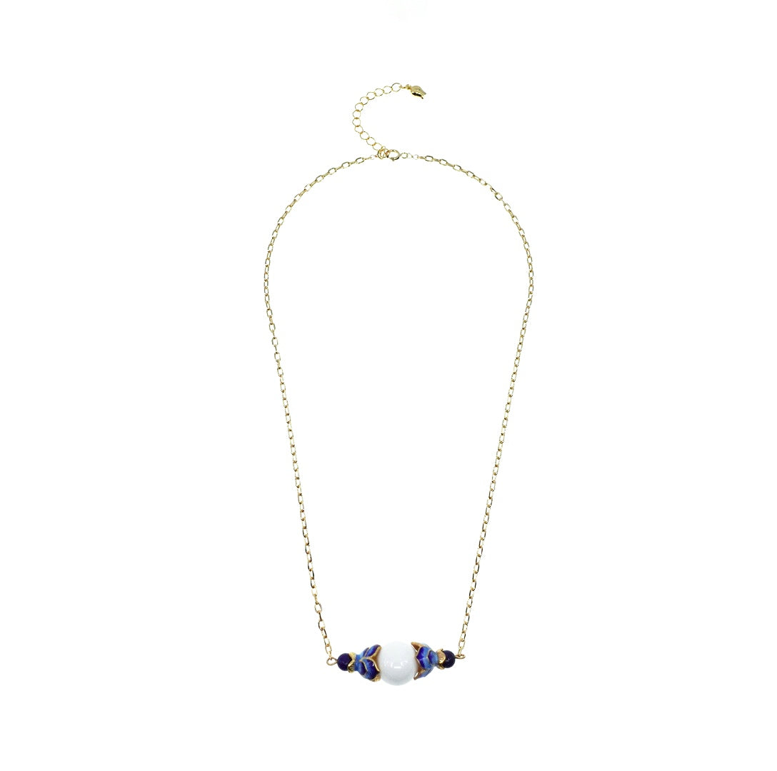 Enamel Lotus Tridacna Necklace - Yun Boutique