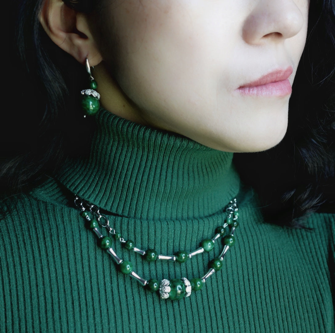 Elf Forest Jadeite Statement Necklace - Yun Boutique