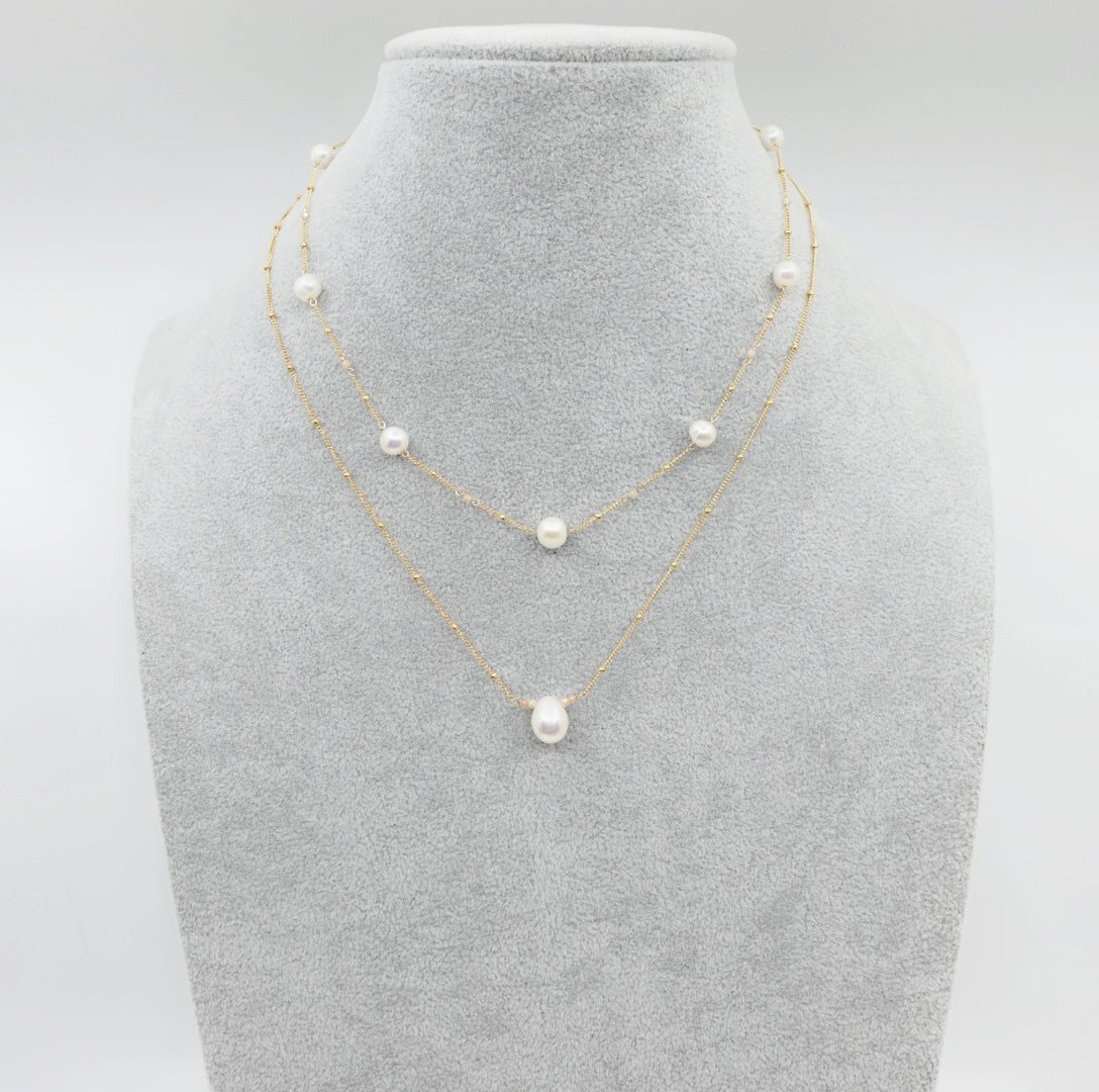 Layered Duo Pearl Necklaces with Extension - Yun Boutique