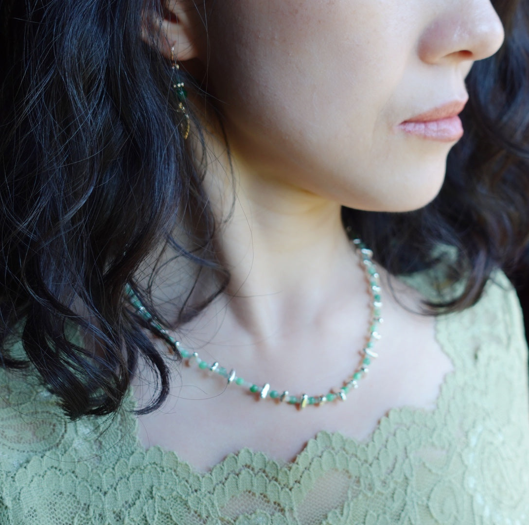 Elf Forest Jadeite Necklace Silver