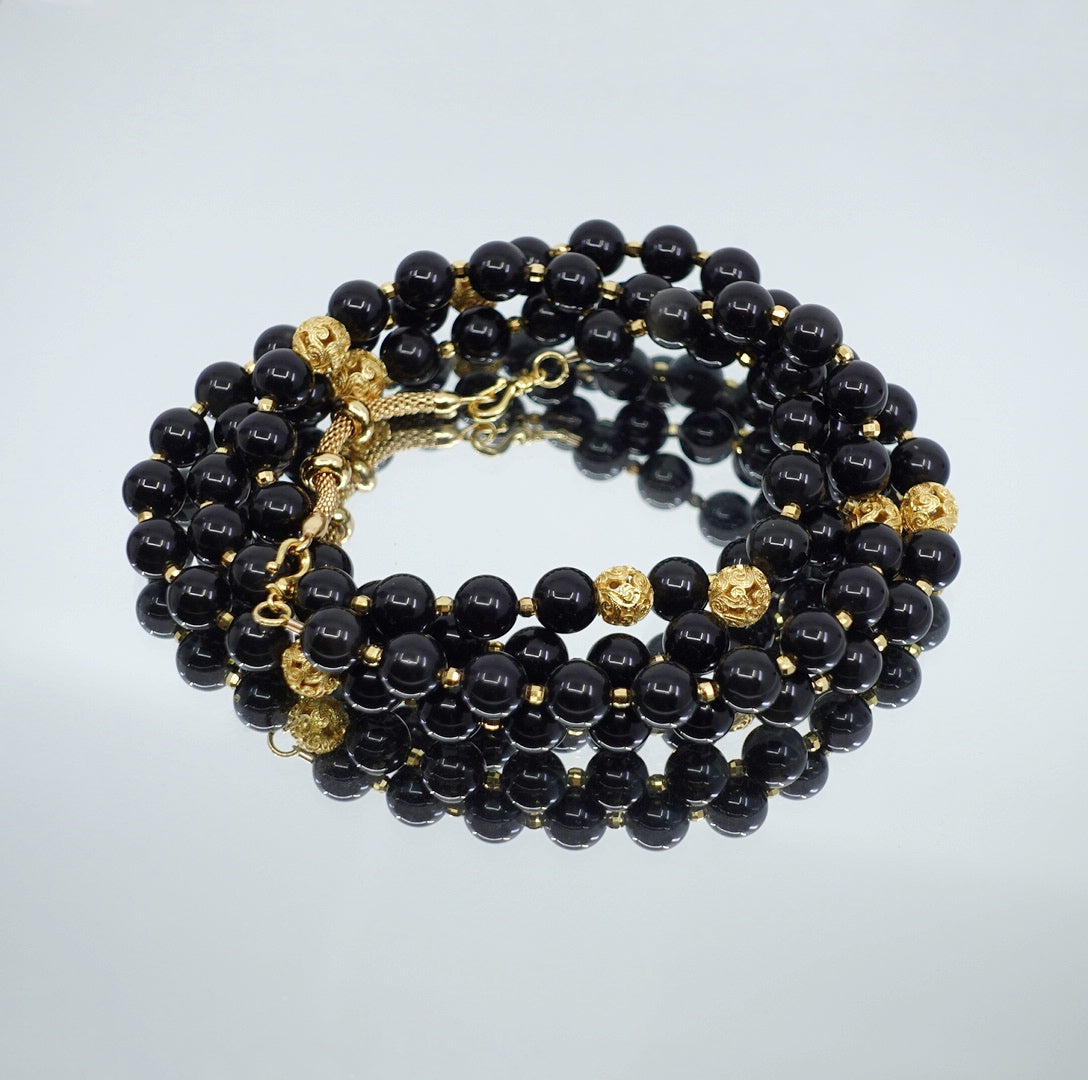 Return to Origin Multi-style Obsidian Beaded Necklace - Yun Boutique