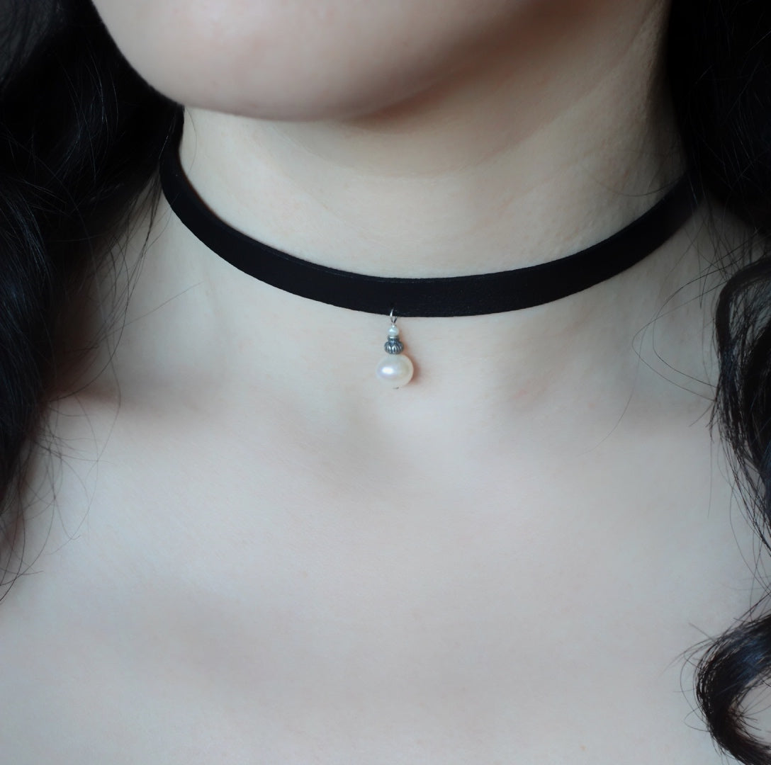 Black Suede and Leather Two Style Choker Necklace - Yun Boutique