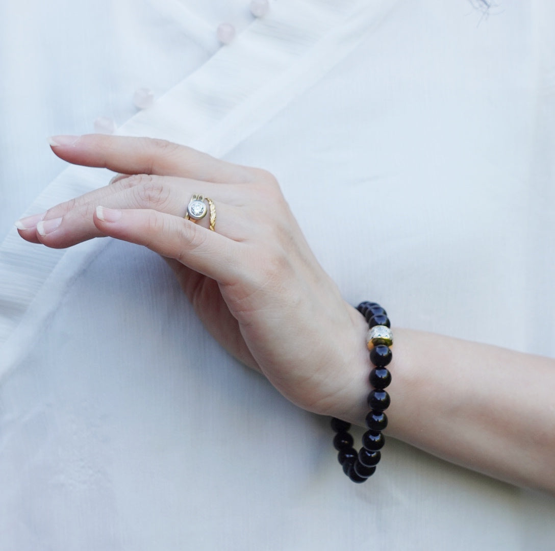 Auspicious Beaded Obsidian Bracelet - Yun Boutique