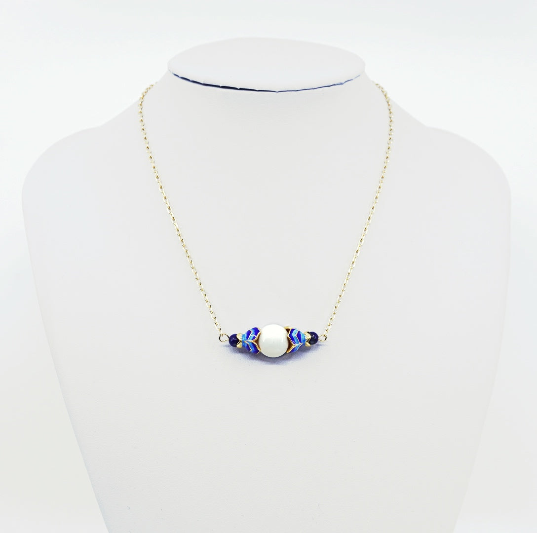 Yun Boutique Enamel Lotus Tridacna Necklace