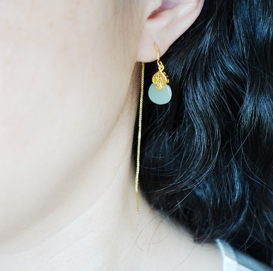 Jade Gourd Thread Earrings