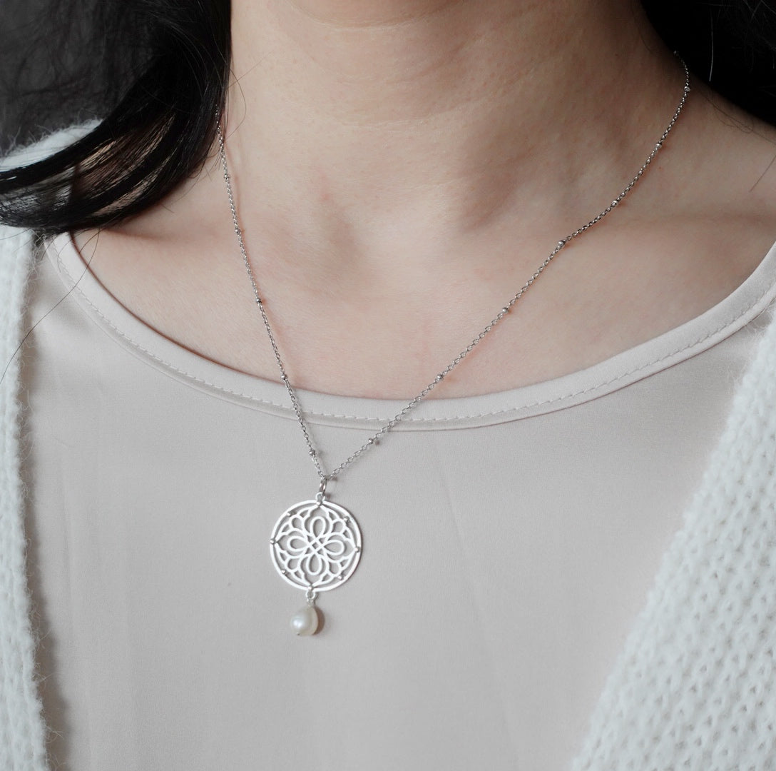 Auspicious Origin Large Pendant Necklace Silver - Yun Boutique