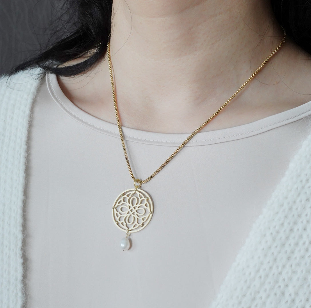 Auspicious Origin Large Pendant Necklace Gold - Yun Boutique