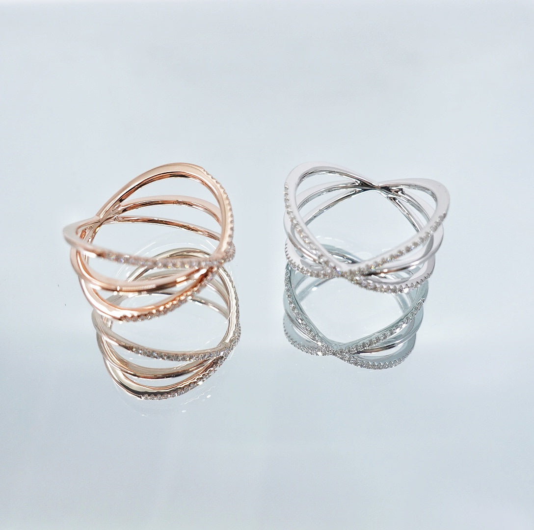 Star Orbit Diamond Triple Ring 9K