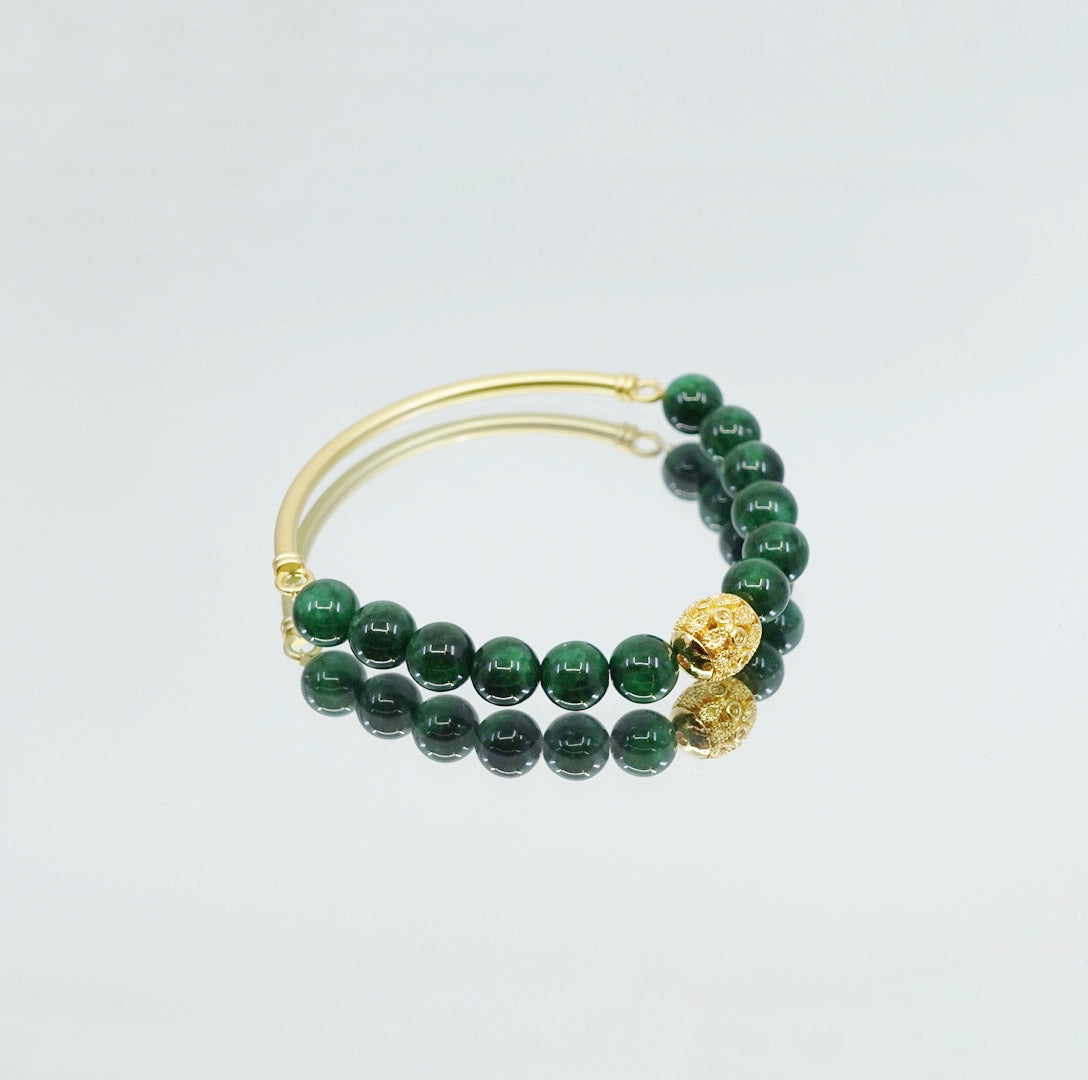 Half Bangle Green Jadeite Bracelet - Yun Boutique