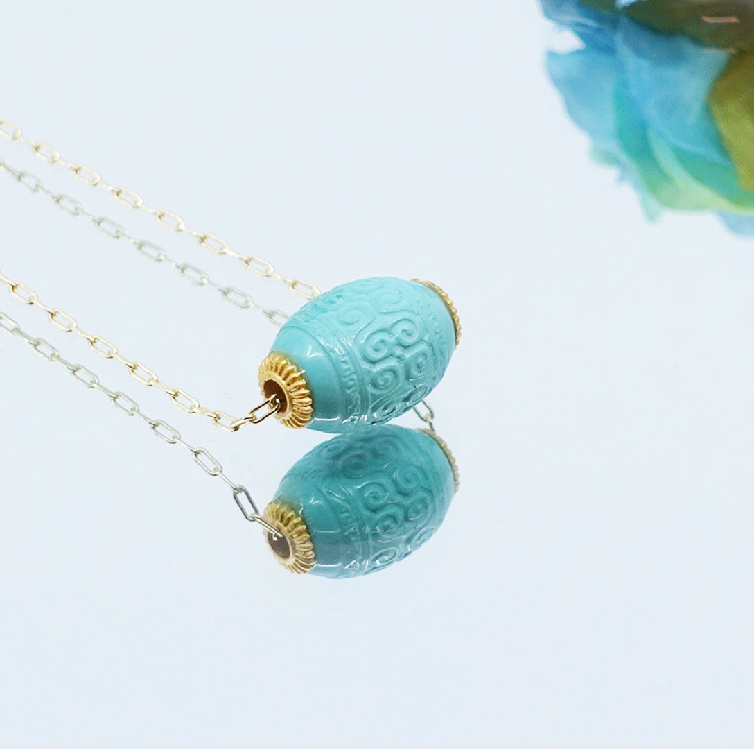 Auspicious Clouds Turquoise Gemstone Necklace