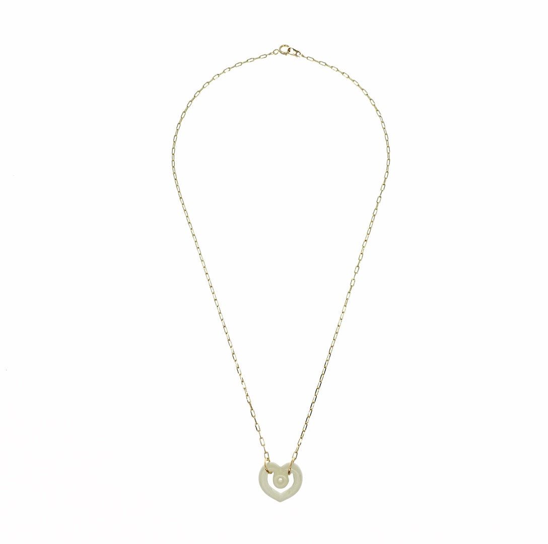 Nephrite Hetian Jade Heart Floating Necklace - Yun Boutique