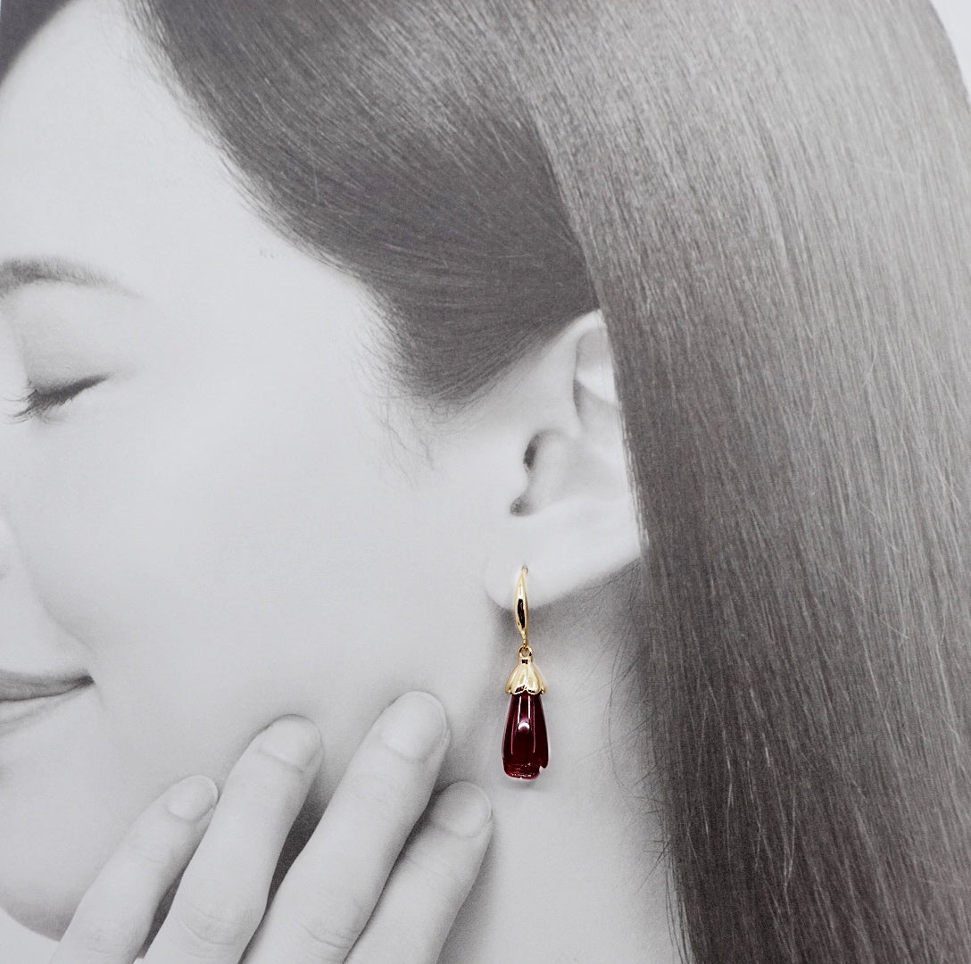 Red Jade Orchid Earrings - Yun Boutique