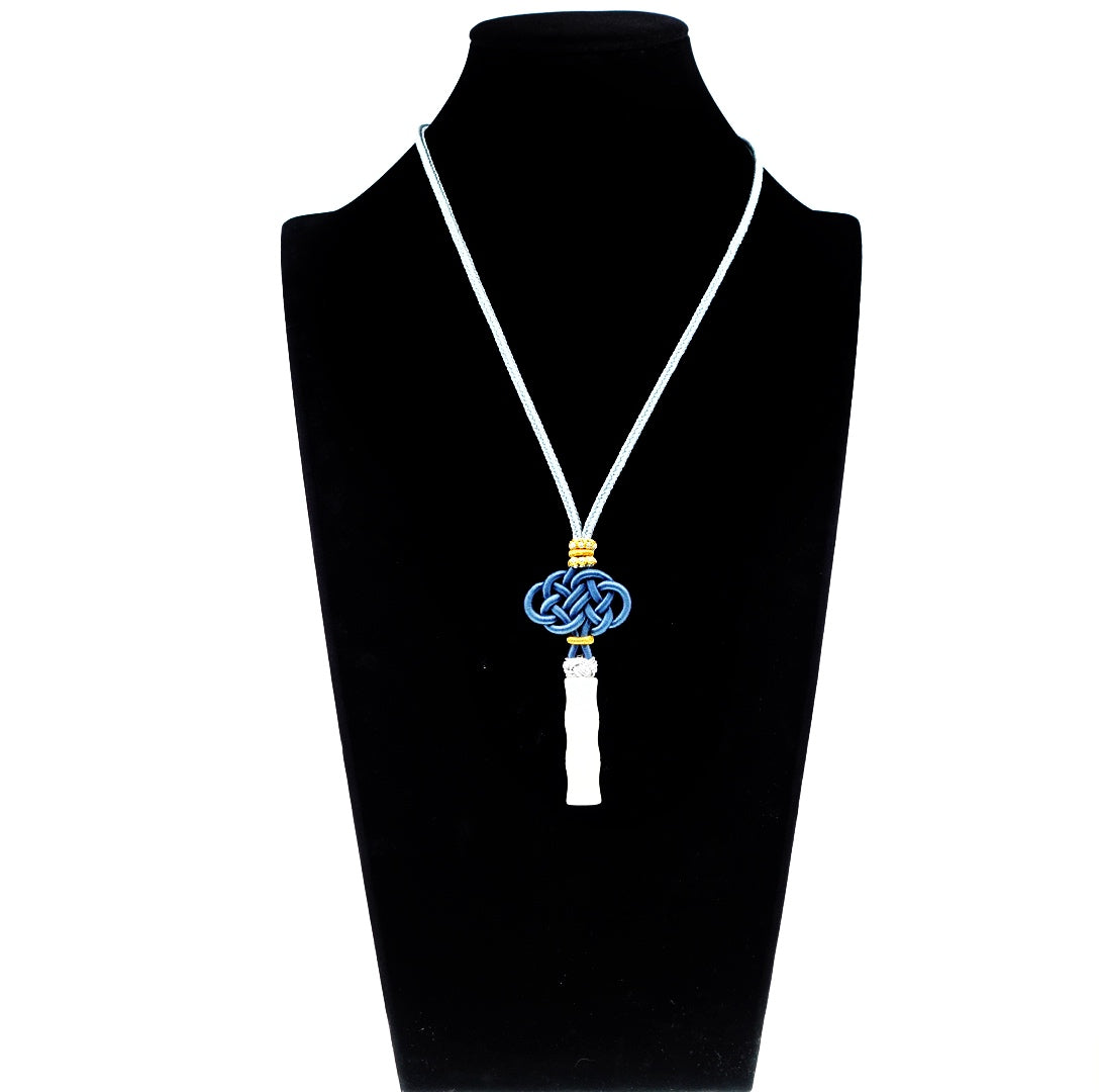 White Jade Bamboo Pendant Necklace with Auspicious Chinese Knot - Yun Boutique