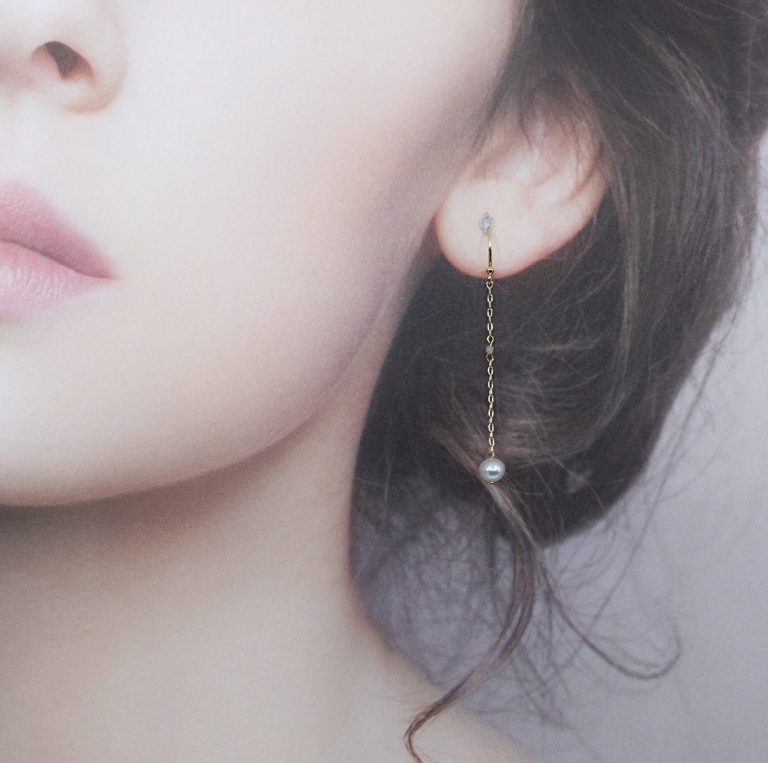 Pearl Dangle Earrings with Champagne Zirconia - Yun Boutique