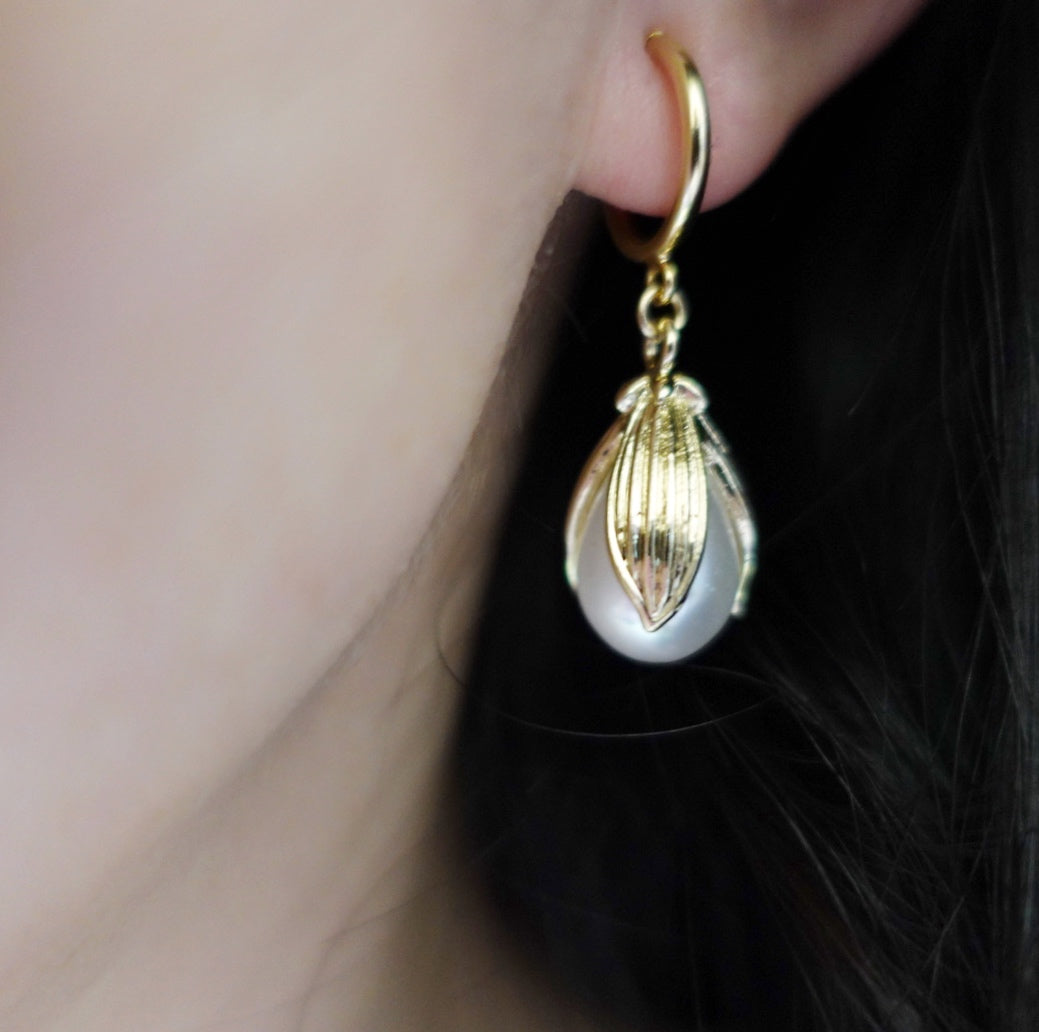 White Flower Petal Earrings