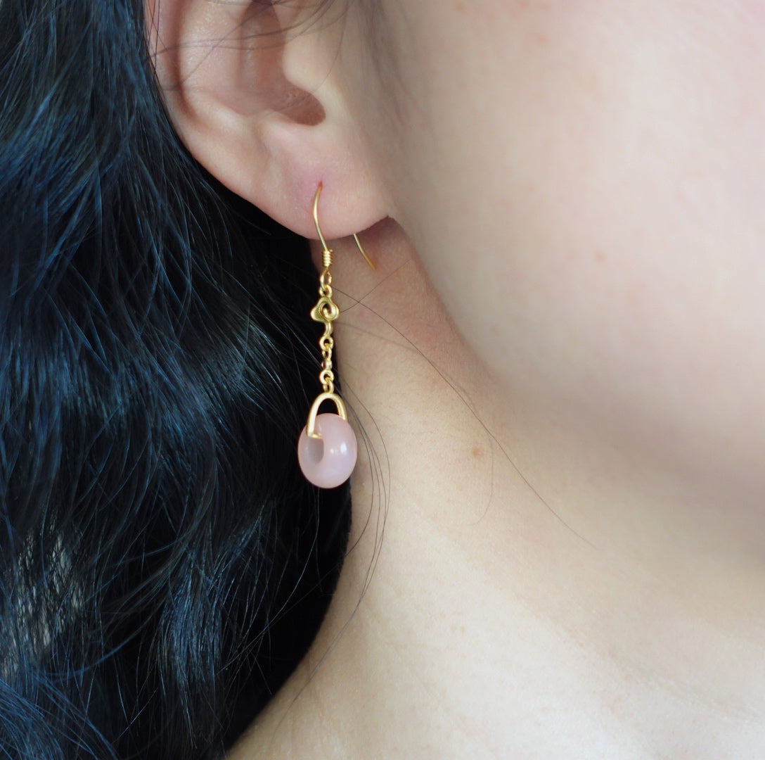 Pink Agate Donut Earrings - Yun Boutique