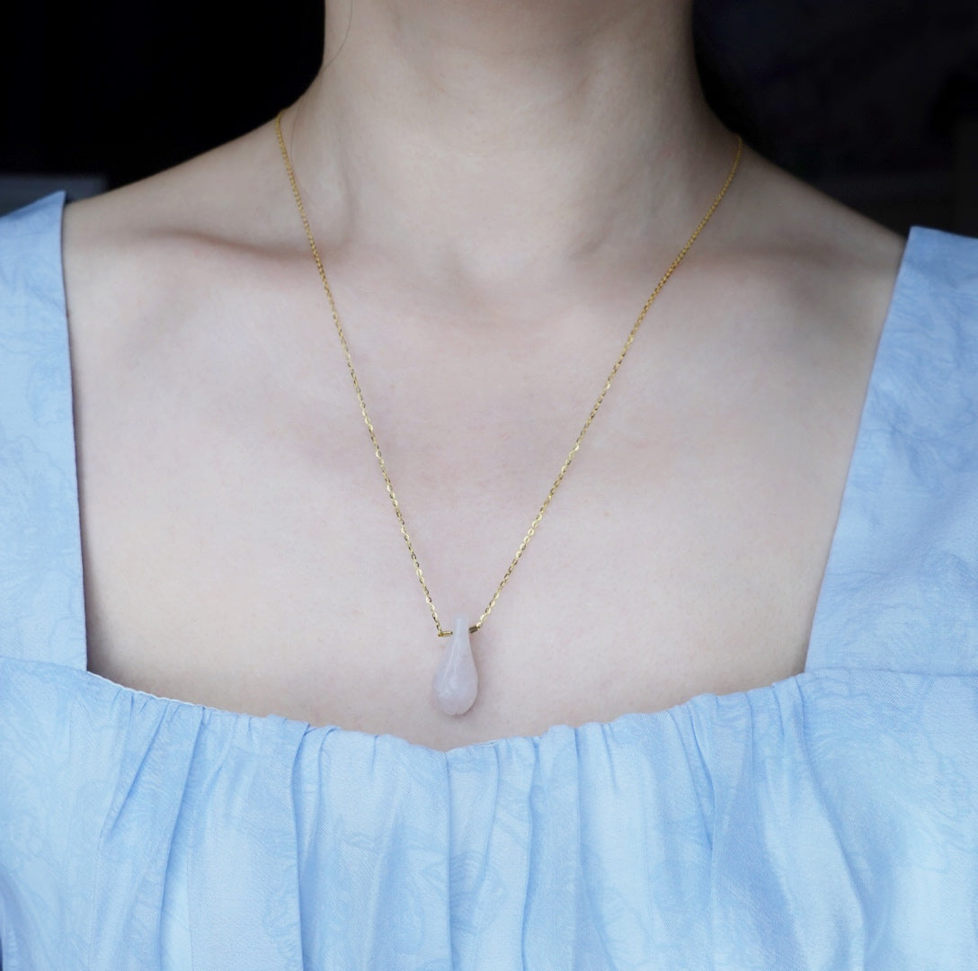 Elf Forest Rose Quartz Petal Necklace - Yun Boutique