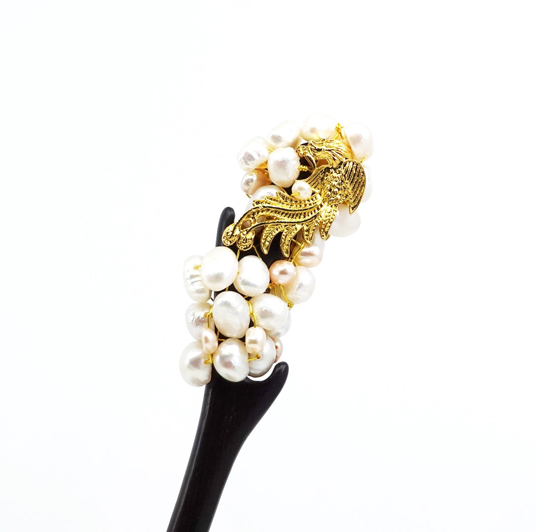 Auspicious Baroque Pearl Wood Hair Stick