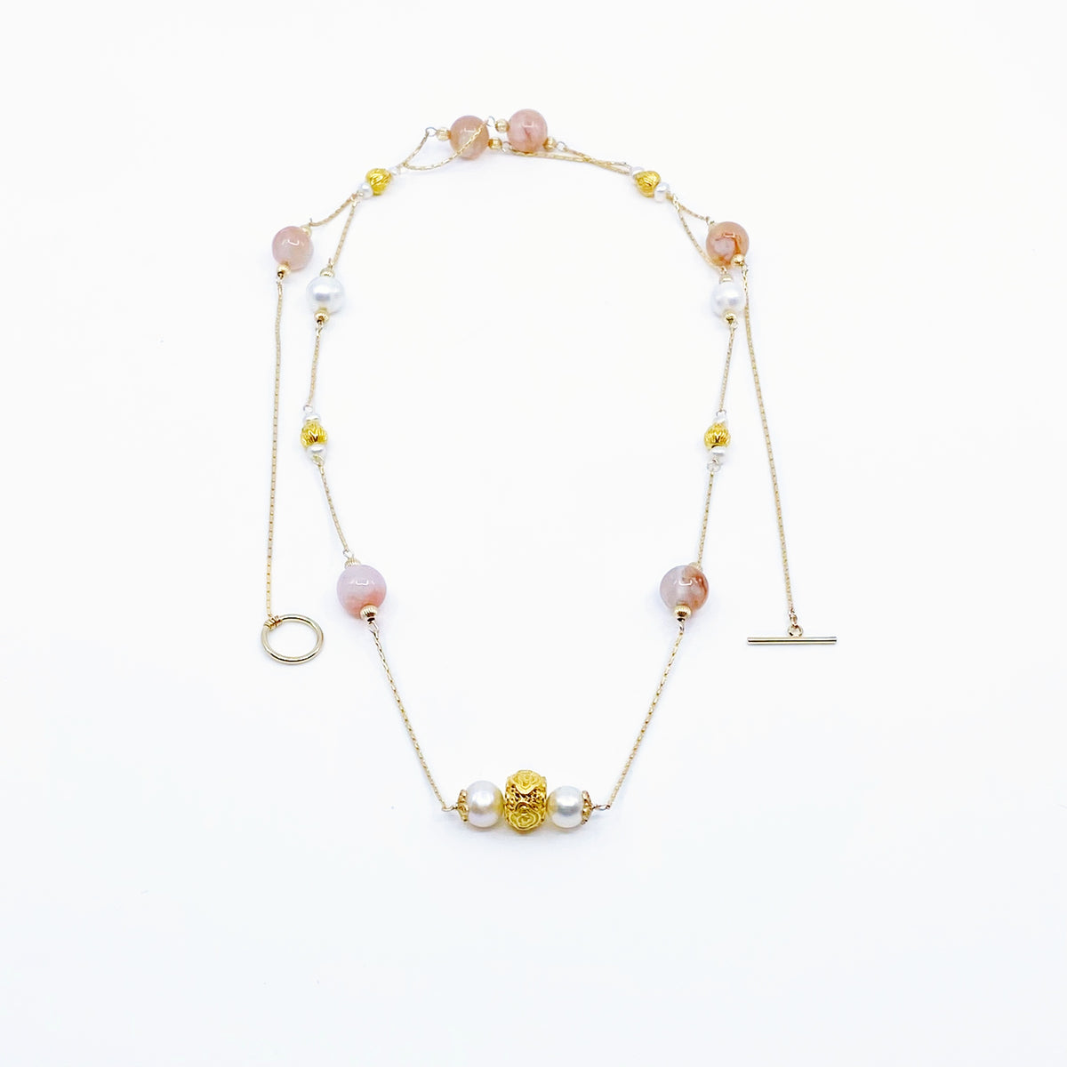 Yun Boutique Sakura Agate Long Gemstone Necklace