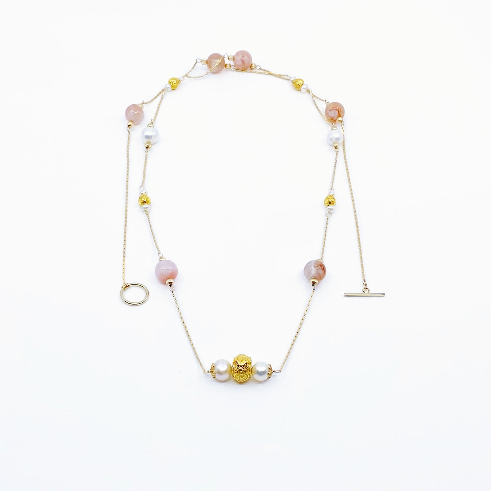 Yun Boutique Sakura Agate Long Gemstone Necklace