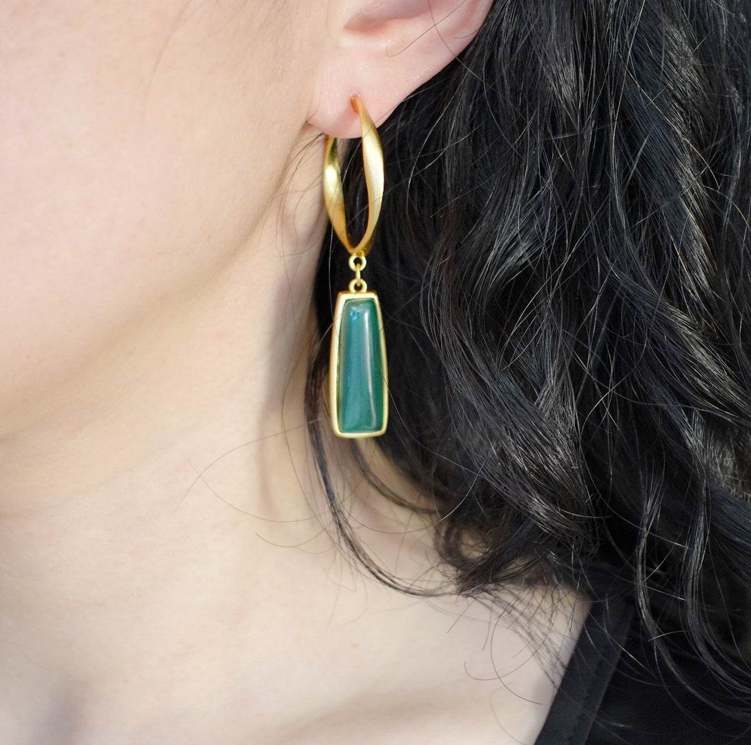 Green Jade Statement Earrings - Yun Boutique