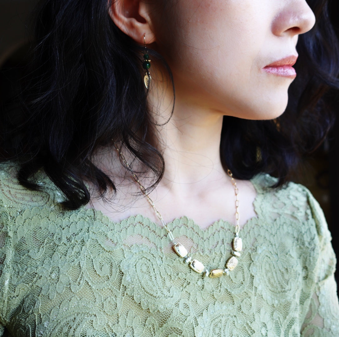 Elf Forest Wood Pattern Necklace Gold - Yun Boutique