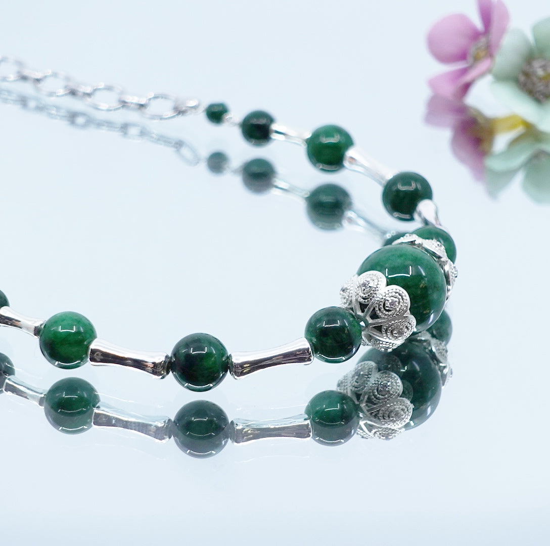 Yun Boutique Elf Forest Jadeite Statement Necklace Set