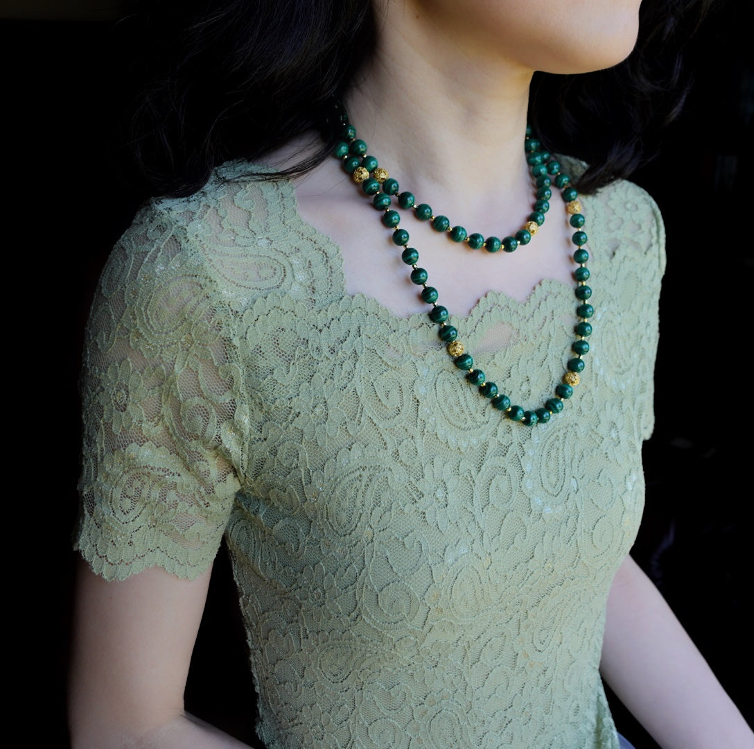 Return to Origin Multi-Style Malachite Beaded Necklace Double-Layer Modeling - Yun Boutique