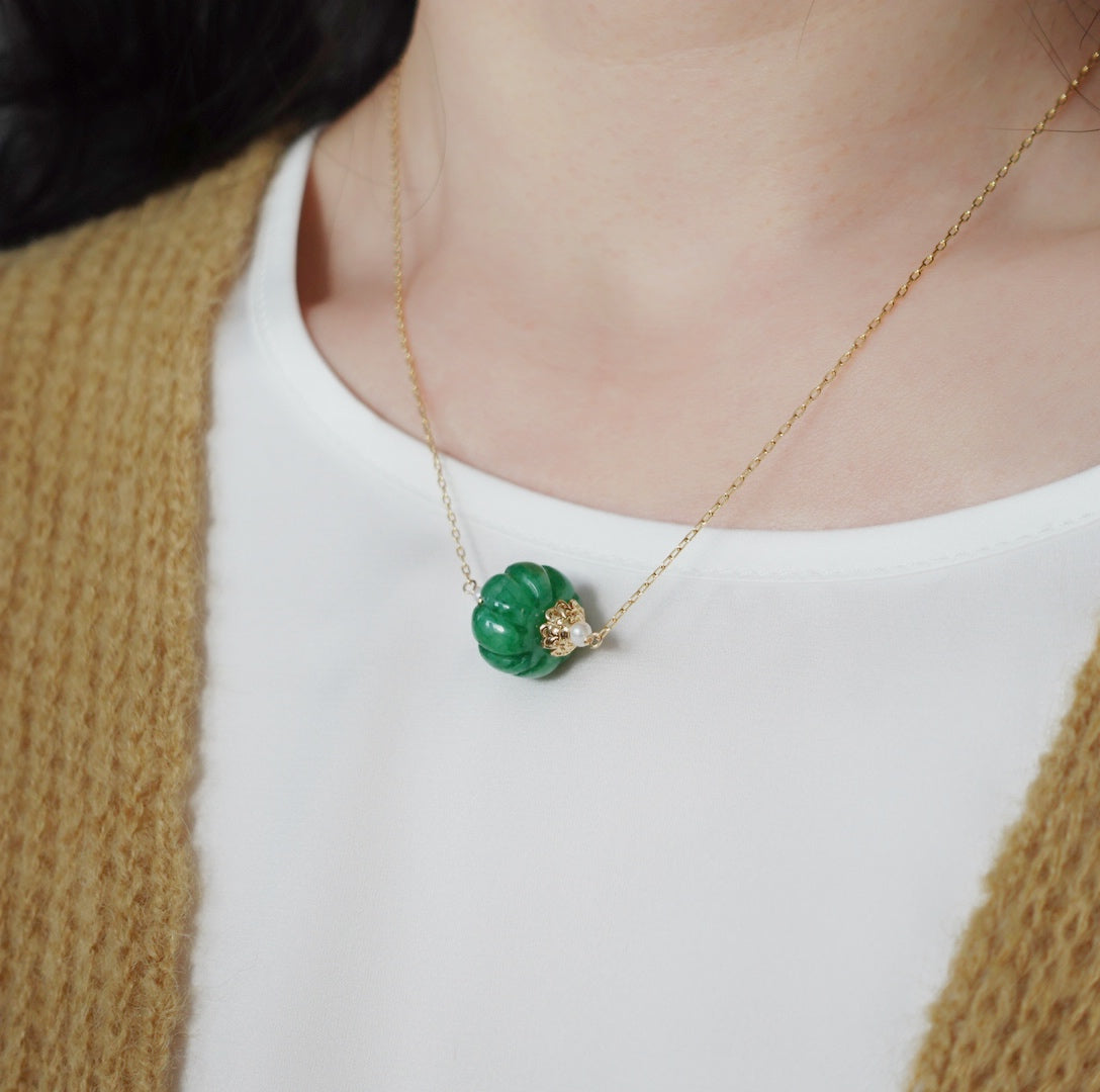 Floating Gemstone Pumpkin Necklace (Multicolor) - Yun Boutique