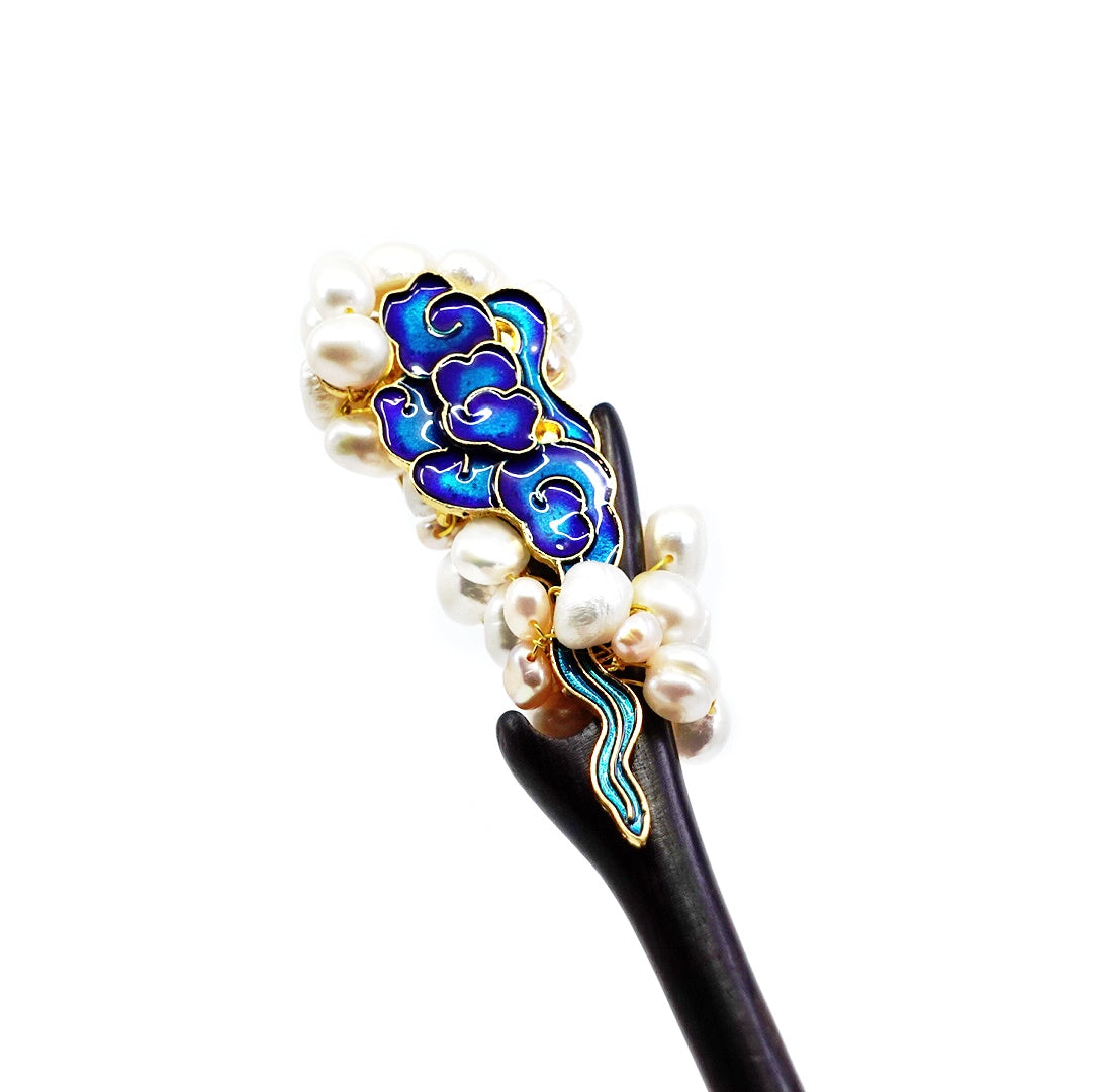 Auspicious Baroque Pearl Wood Hair Stick